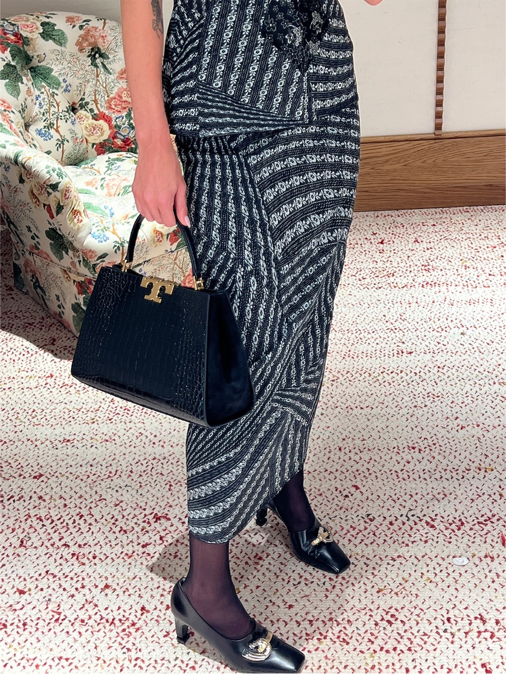 NWT $2330 Tory Burch Printed Mesh Skirt